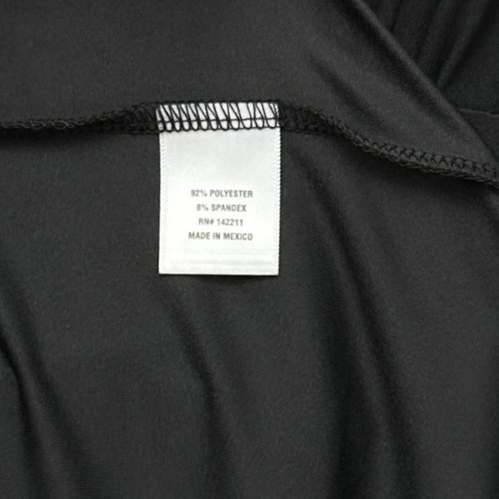 24seven‎ Comfort Apparel Maxi V Neck Long Sleeve Leg Slit Black Dress Pockets
